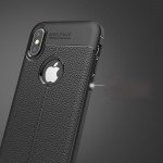 Wholesale iPhone X (Ten) TPU Leather Armor Hybrid Case (Black)